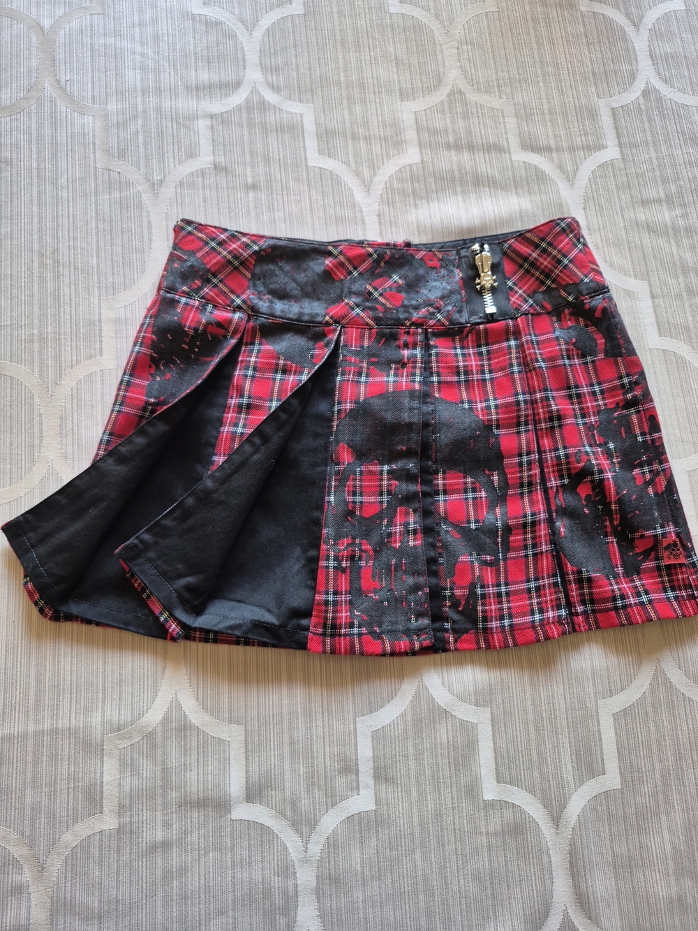 Rare Vintage Tripp nyc Plaid Skull Mini Skirt